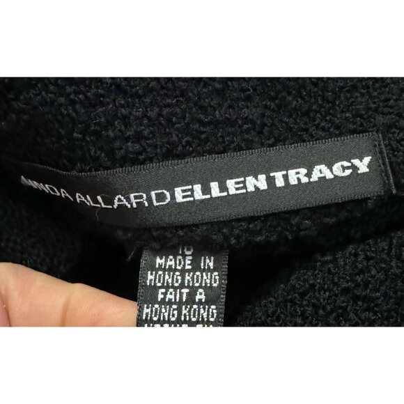 Linda Allard Ellen Tracy size 16 Black boucle jacket blazer vintage classic - Picture 5 of 8